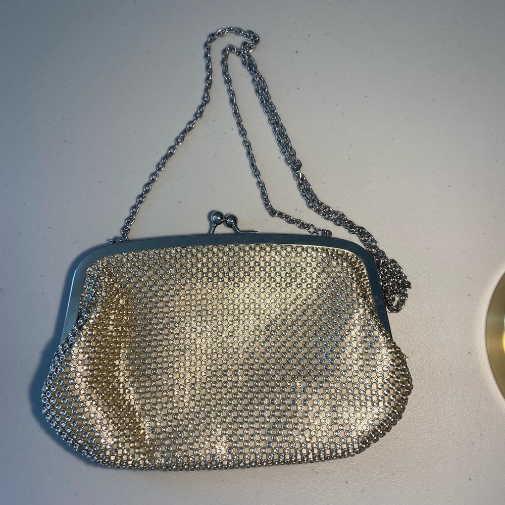 Jessica McClintock Gold Mesh Evening Crossbody Bag with Chain Strap